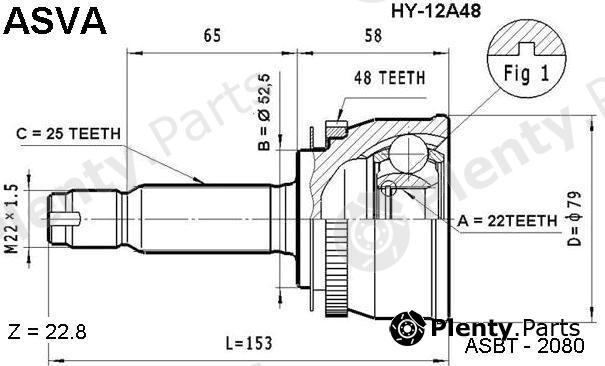  ASVA part HY-12A48 (HY12A48) Joint Kit, drive shaft