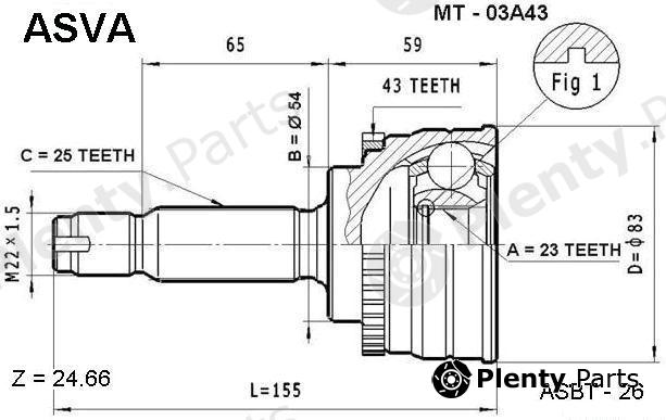  ASVA part MT03A43 Joint Kit, drive shaft