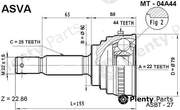  ASVA part MT-04A44 (MT04A44) Joint Kit, drive shaft