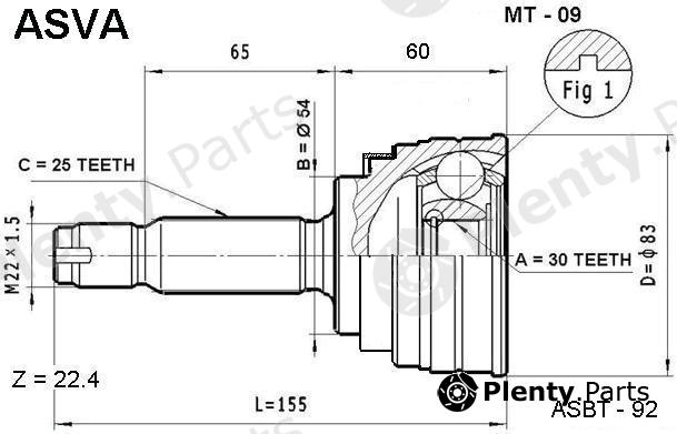  ASVA part MT09 Joint Kit, drive shaft