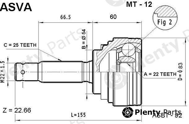  ASVA part MT-12 (MT12) Joint Kit, drive shaft