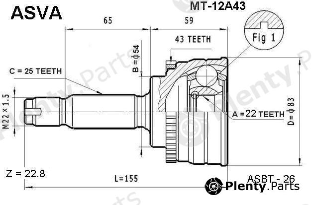  ASVA part MT12A43 Joint Kit, drive shaft