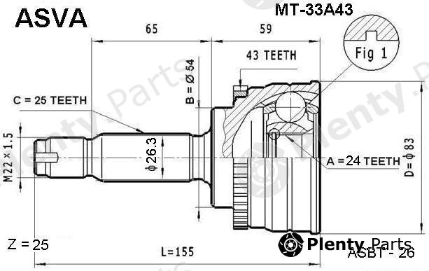  ASVA part MT33A43 Joint Kit, drive shaft
