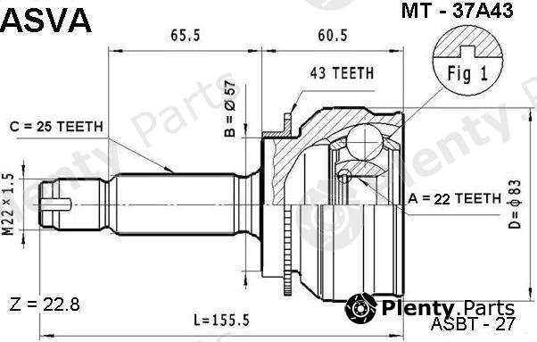  ASVA part MT37A43 Joint Kit, drive shaft