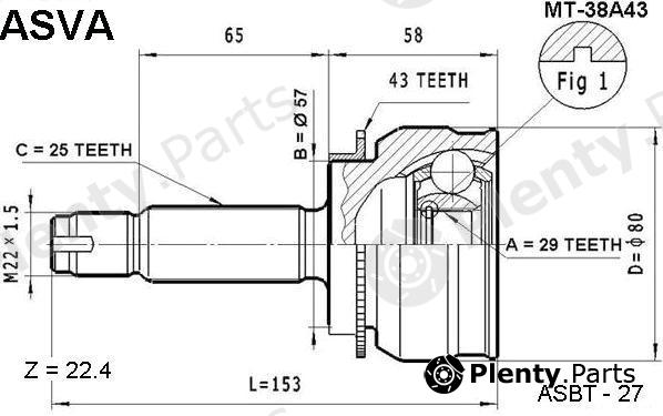  ASVA part MT38A43 Joint Kit, drive shaft