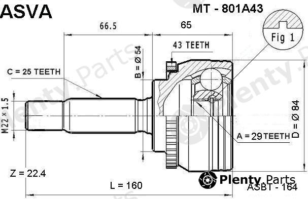  ASVA part MT801A43 Drive Shaft