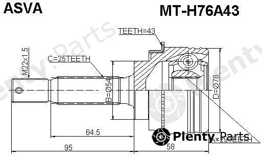  ASVA part MTH76A43 Joint Kit, drive shaft