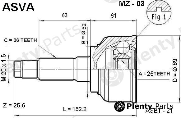  ASVA part MZ03 Joint Kit, drive shaft
