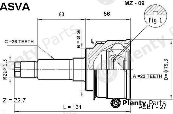  ASVA part MZ09 Joint Kit, drive shaft