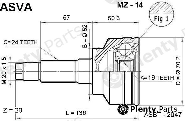  ASVA part MZ-14 (MZ14) Joint Kit, drive shaft