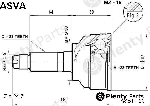  ASVA part MZ-18 (MZ18) Joint Kit, drive shaft