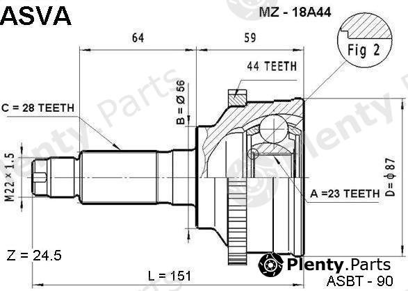  ASVA part MZ-18A44 (MZ18A44) Joint Kit, drive shaft