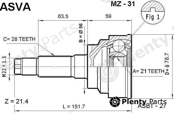  ASVA part MZ31 Joint Kit, drive shaft