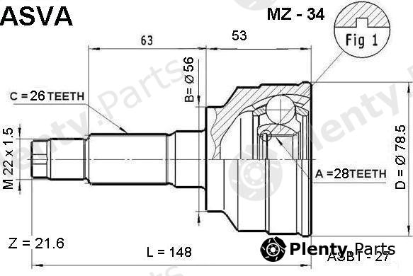  ASVA part MZ-34 (MZ34) Joint Kit, drive shaft