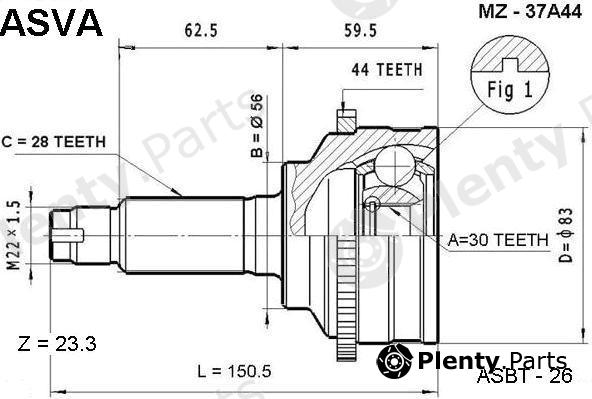  ASVA part MZ37A44 Joint Kit, drive shaft