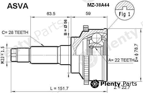  ASVA part MZ-38A44 (MZ38A44) Joint Kit, drive shaft