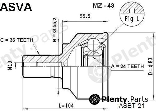  ASVA part MZ-43 (MZ43) Joint Kit, drive shaft