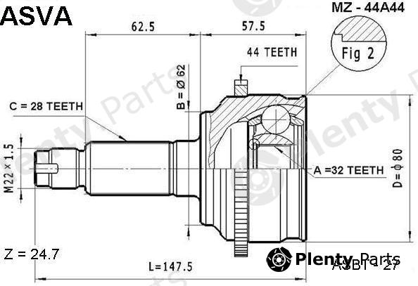  ASVA part MZ-44A44 (MZ44A44) Joint Kit, drive shaft