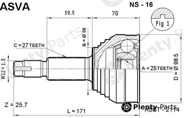  ASVA part NS-16 (NS16) Joint Kit, drive shaft
