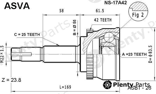  ASVA part NS-17A42 (NS17A42) Joint Kit, drive shaft