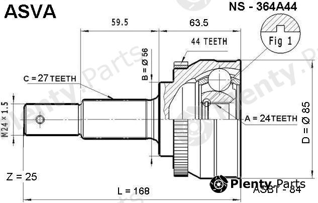  ASVA part NS-364A44 (NS364A44) Joint Kit, drive shaft