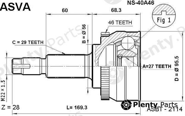  ASVA part NS-40A46 (NS40A46) Joint Kit, drive shaft