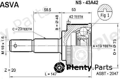  ASVA part NS-43A42 (NS43A42) Joint Kit, drive shaft