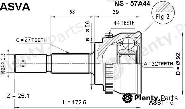  ASVA part NS57A44 Joint Kit, drive shaft