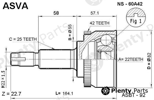  ASVA part NS-60A42 (NS60A42) Joint Kit, drive shaft