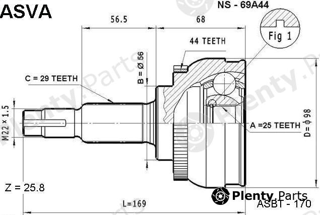 ASVA part NS69A44 Joint Kit, drive shaft