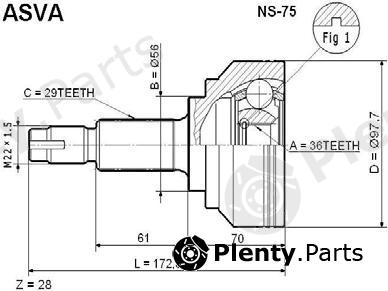  ASVA part NS75 Joint Kit, drive shaft