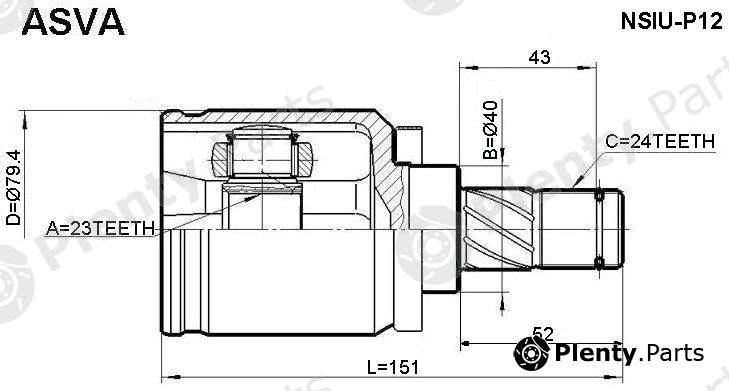  ASVA part NSIU-P12 (NSIUP12) Joint Kit, drive shaft