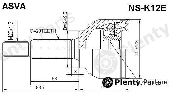  ASVA part NS-K12E (NSK12E) Joint Kit, drive shaft