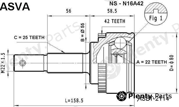  ASVA part NS-N16A42 (NSN16A42) Joint Kit, drive shaft
