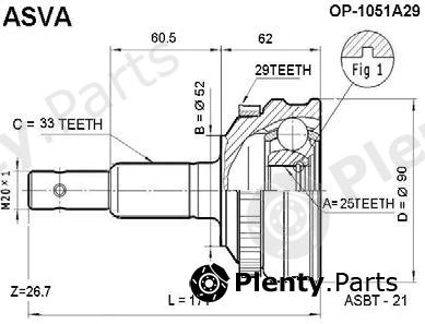  ASVA part OP1051A29 Joint Kit, drive shaft