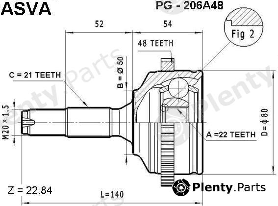  ASVA part PG-206A48 (PG206A48) Joint Kit, drive shaft