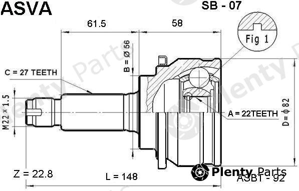  ASVA part SB07 Joint Kit, drive shaft
