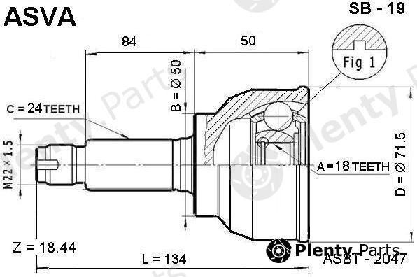  ASVA part SB19 Joint Kit, drive shaft