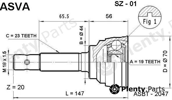  ASVA part SZ01 Joint Kit, drive shaft
