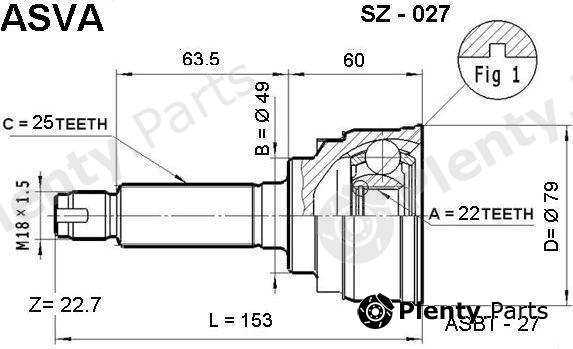  ASVA part SZ027 Joint Kit, drive shaft