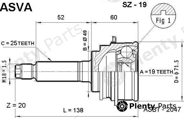  ASVA part SZ19 Joint Kit, drive shaft