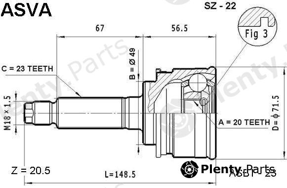  ASVA part SZ22 Joint Kit, drive shaft
