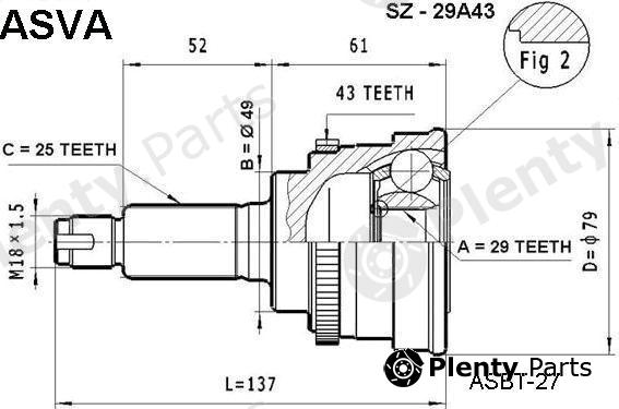  ASVA part SZ-29A43 (SZ29A43) Joint Kit, drive shaft