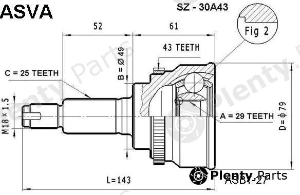  ASVA part SZ30A43 Joint Kit, drive shaft