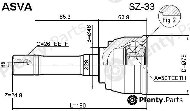  ASVA part SZ-33 (SZ33) Joint Kit, drive shaft