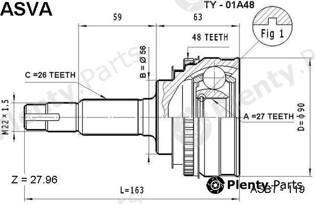  ASVA part TY01A48 Joint Kit, drive shaft