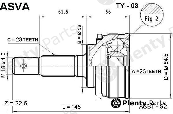  ASVA part TY-03 (TY03) Joint Kit, drive shaft