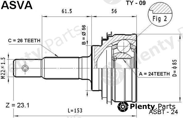  ASVA part TY-09 (TY09) Joint Kit, drive shaft