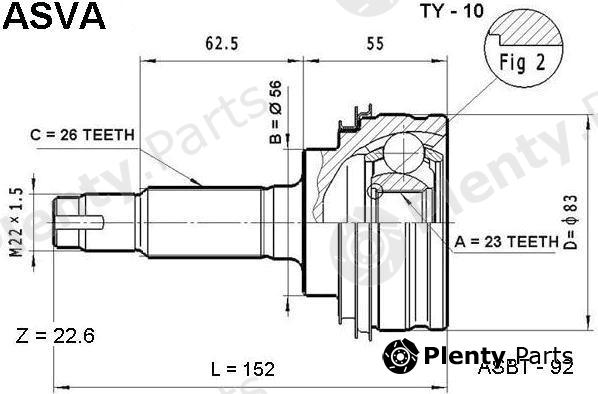  ASVA part TY-10 (TY10) Joint Kit, drive shaft