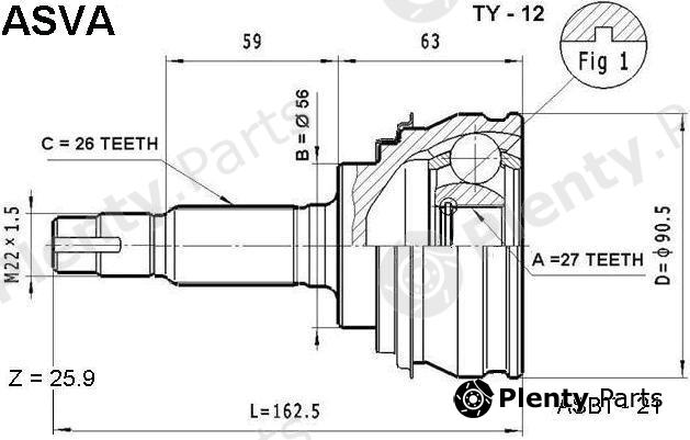  ASVA part TY-12 (TY12) Joint Kit, drive shaft